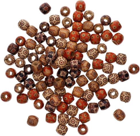 Keyzone Wholesale 100pcs 12mm Mixed Painted Drum Wood Spacer Beads Wooden Beads for DIY Jewelry Making Hair Accessories in Saudi Arabia