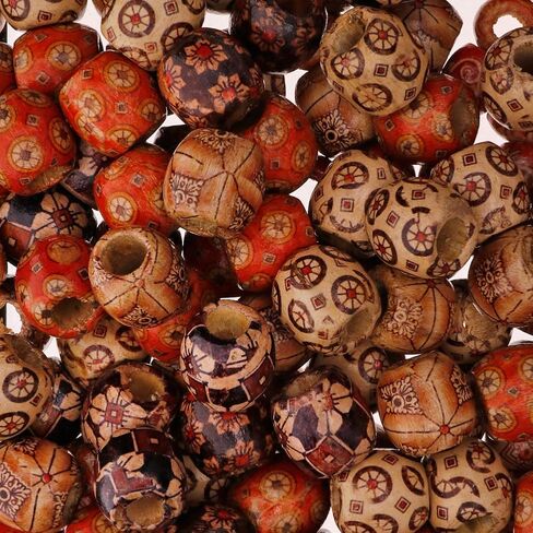 Keyzone Wholesale 100pcs 12mm Mixed Painted Drum Wood Spacer Beads Wooden Beads for DIY Jewelry Making Hair Accessories in Saudi Arabia