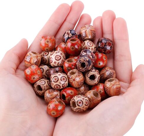 Keyzone Wholesale 100pcs 12mm Mixed Painted Drum Wood Spacer Beads Wooden Beads for DIY Jewelry Making Hair Accessories in Saudi Arabia