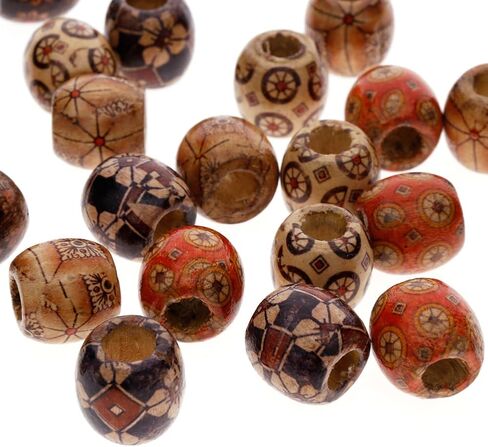 Keyzone Wholesale 100pcs 12mm Mixed Painted Drum Wood Spacer Beads Wooden Beads for DIY Jewelry Making Hair Accessories in Saudi Arabia