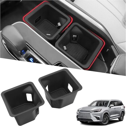 ترقية 2 قطعة حامل أكواب متوافق مع Lexus 2024 2025 2026 TX TX350/500h/550h + ملحقات إدراج كم كأس مادة السيليكون منظم وحدة التحكم المركزية in Kuwait