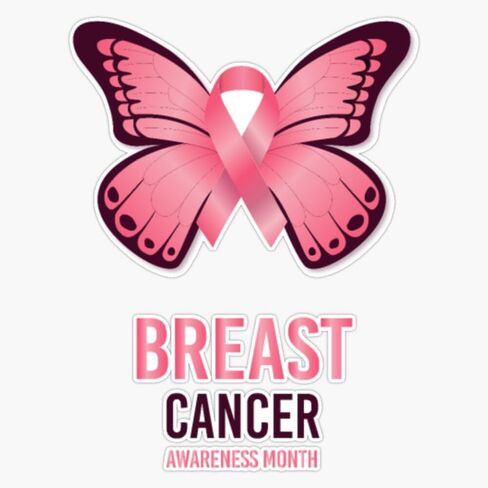 Magnet Pink Butterfly Breast Cancer Awareness Month Magnetic Vinyl Sticker 5" in Kuwait