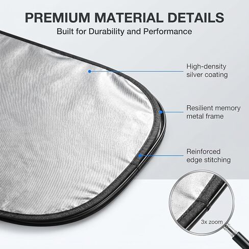 2 PCS Car Front Windshield Sunshade, 27.95 x 30.7 Inches Foldable Reflective Sun Shade with Metal Ring, Keep Vehicle Cool, Universal for Most Cars, Trucks, SUVs (Silver) in Saudi Arabia