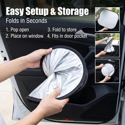 2 PCS Car Front Windshield Sunshade, 27.95 x 30.7 Inches Foldable Reflective Sun Shade with Metal Ring, Keep Vehicle Cool, Universal for Most Cars, Trucks, SUVs (Silver) in Saudi Arabia