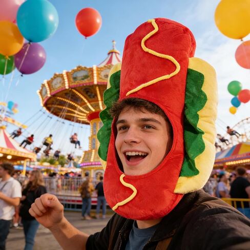 Hot Dog Hat Costume Hotdog Headwear Funny Novelty Food Dress Up for Party Supplies in Saudi Arabia