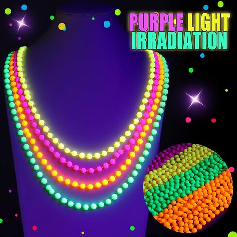 60 Pcs Glow in the Dark Party Supplies Neon Party Favors Jewelry Glow in the Dark Glasses Beaded Necklaces Bracelets Neon Accessories 80s Birthday Photo Booth Props for Women Men Adult Game in Saudi Arabia