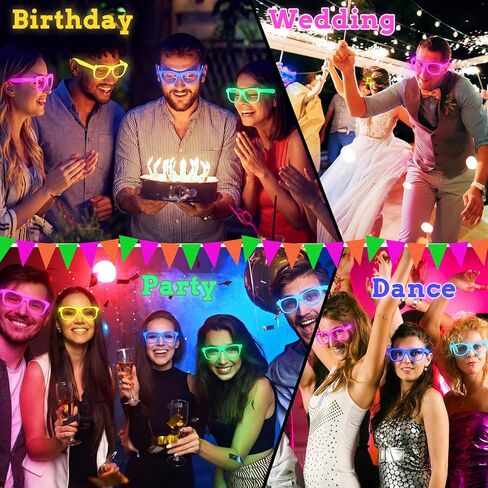 60 Pcs Glow in the Dark Party Supplies Neon Party Favors Jewelry Glow in the Dark Glasses Beaded Necklaces Bracelets Neon Accessories 80s Birthday Photo Booth Props for Women Men Adult Game in Saudi Arabia