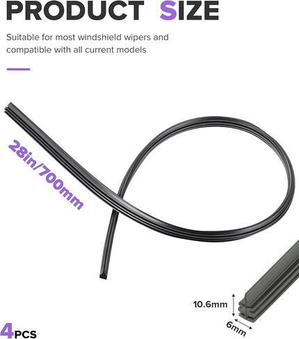 4PCS Wiper Blade Refill,Car Windshield Wipers,Car Accessories Universal Wipers Inserts for Front and Rear Windshield,Automotive Replacement,Suitable for Most Cars,SUV,RV,Trucks,Minivan in Kuwait