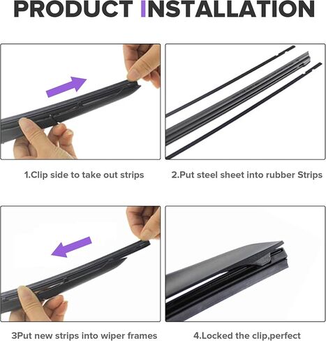 4PCS Wiper Blade Refill,Car Windshield Wipers,Car Accessories Universal Wipers Inserts for Front and Rear Windshield,Automotive Replacement,Suitable for Most Cars,SUV,RV,Trucks,Minivan in Kuwait