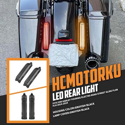 LED Tail Lights for Rear Fender Fascia Compatible with Touring Road King FLHR, Road Glide FLTRX, Street Glide FLHX, Ultra Limited FLHTK, Electra Glide Standard 2014-2025 (Smoked Lens) in Kuwait