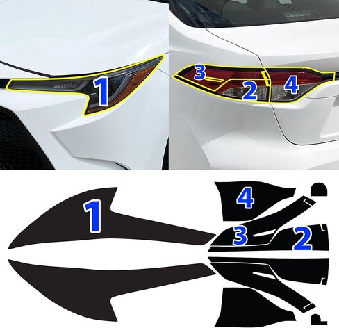 BOGAR TECH DESIGNS Full Headlight Taillight Tint Kit Compatible with Toyota Corolla 2020-2025, Dark Smoke in Kuwait