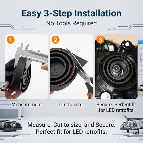 قطعتان من غطاء الغبار الأمامي للسيارة، غطاء إغلاق مبيت إضاءة LED أمامي، غطاء واقٍ مقاوم للماء لضوء السيارة، ملحق تحويل لفتحة لمبة 2.5 بوصة و2.75 بوصة و3.5 بوصة و4 بوصة (أسود) in Kuwait