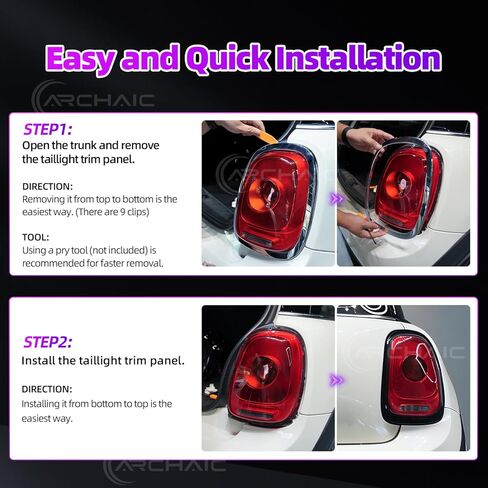 Archaic Rear Tail Light Cover Bezel Surround Trim Compatible with Mini Cooper F55 F56 F57 Hatchback/Convertible 2014-2024, ABS Taillight Ring,Glossy Black,Pair in Saudi Arabia