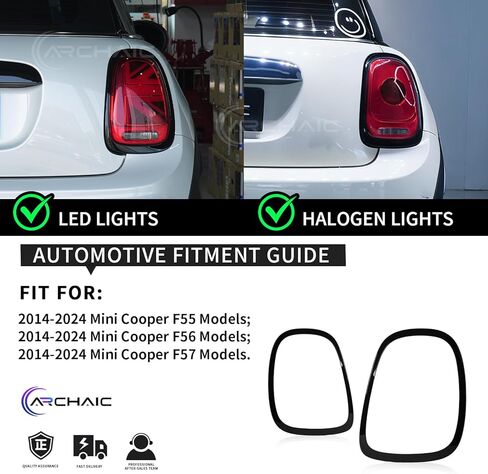 Archaic Rear Tail Light Cover Bezel Surround Trim Compatible with Mini Cooper F55 F56 F57 Hatchback/Convertible 2014-2024, ABS Taillight Ring,Glossy Black,Pair in Saudi Arabia