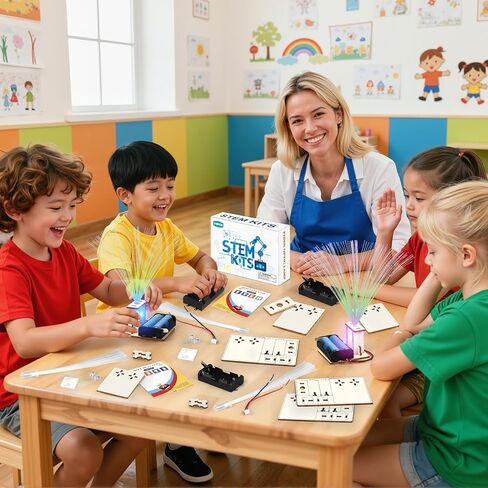 6 Set STEM Kits for Kids Age 6-8 8-10, Bulk Fiber Optic Lights Science Experiments for Classroom, STEM Activities Toys for Boys Girls 8-13 Year Old Gift, Circuit Building Kit, Electric Craft Projects in Saudi Arabia
