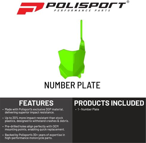 لوحة أرقام للدراجات النارية Polisport Motocross (MX) لدراجات Kawasaki KX125 وKX250 (2003-2008) الترابية - لوحة رفرف الدراجة الترابية خفيفة الوزن ومقاومة للصدمات - أخضر in Kuwait