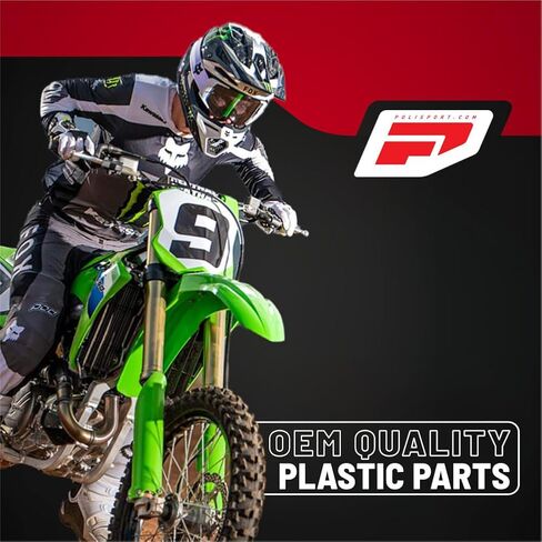لوحة أرقام للدراجات النارية Polisport Motocross (MX) لدراجات Kawasaki KX125 وKX250 (2003-2008) الترابية - لوحة رفرف الدراجة الترابية خفيفة الوزن ومقاومة للصدمات - أخضر in Kuwait