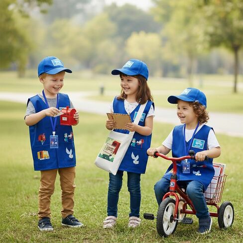 Mailman Costume for Kids Includes Mail Carrier Vest Hat Canvas Bag Mailman Pass Cards and Envelopes for Postman Career Day in Saudi Arabia