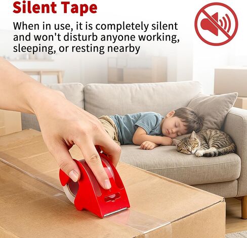 Silent Heavy Duty Packing Tape with Dispenser, Clear Noiseless Shipping Packaging Tape Rolls for Moving Boxes and Mailing Package, 2.7 mil, 1.88 Inch x 33 Yards, 1.5 Inch Core, 3 Pack in Saudi Arabia