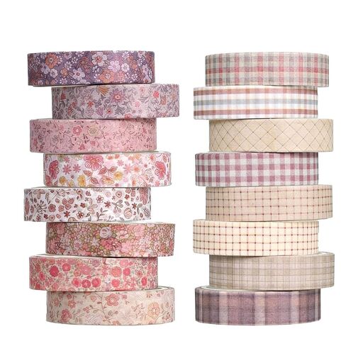 16 Rolls Vintage Washi Tape Set Thin Decorative Tapes Retro Decorative Antique Patterns Masking Tapes for Scrapbook, DIY Crafts, Bullet Journals, Gift Wrapping, Arts, Planners in Saudi Arabia