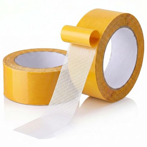 2 Rolls Double Sided Painters Masking Tape 2 Inch x 22 Yards Yellow Painters Tape Plastic Sheeting Containment Tapes for Painting Poly Hanging Tapes for Painting Remodeling DIY Protection in Kuwait