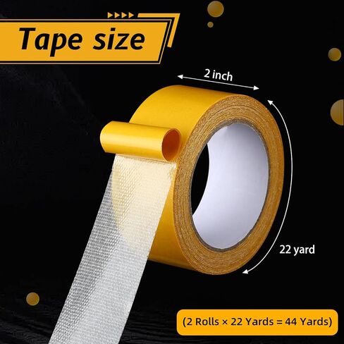 2 Rolls Double Sided Painters Masking Tape 2 Inch x 22 Yards Yellow Painters Tape Plastic Sheeting Containment Tapes for Painting Poly Hanging Tapes for Painting Remodeling DIY Protection in Kuwait