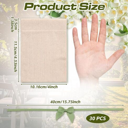 Windyun 30 Pcs Beige Small Burlap Gift Bags with Sage Green Bow, 6x4 Inch Rustic Boho Drawstring Favor Pouches, Reusable Linen Gift Bags for Wedding Bridal Shower Baby Shower Birthday Party Favors in Kuwait