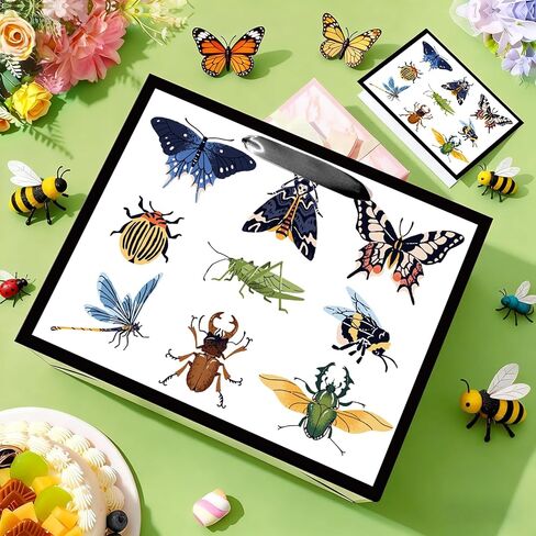 Wauprant Funny Bug Gift Bag for Boys Girls Bug Birthday Gift Bag with Wrapping Paper and Card Insect Butterfly Dragonfly Beetle Mantis Bag for Insect Lovers Baby Shower Bday Party Decor Supplies in Saudi Arabia