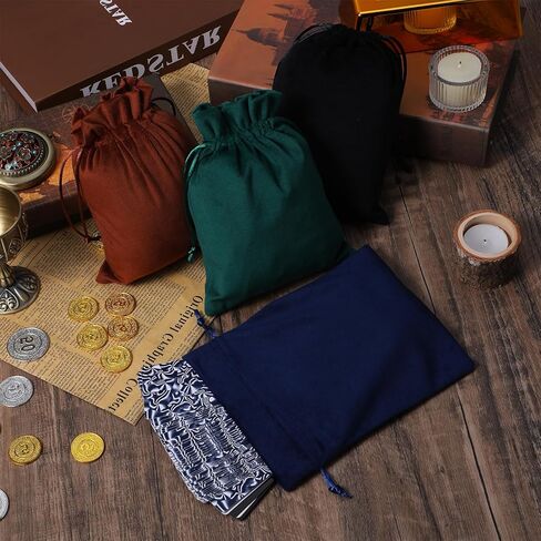 4 Pcs Velvet Gift Bag with Drawstring, 8 X 6 Inch Soft Velvet Pouch, Felt Velvets Drawstring Bag for Jewelry Bracelet Storage, Christmas Gifts, Board Games in Saudi Arabia