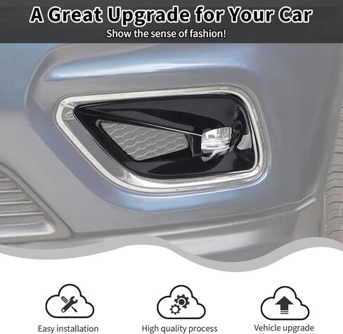 Exterior Front Fog Light Bezel Frame Cover Trim Front Fog Light Lamp Cover Compatible with Jeep Cherokee 2019+ Exterior Accessories (ABS,2pcs/Set,Black) in Saudi Arabia