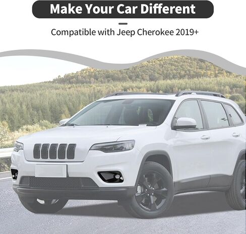 Exterior Front Fog Light Bezel Frame Cover Trim Front Fog Light Lamp Cover Compatible with Jeep Cherokee 2019+ Exterior Accessories (ABS,2pcs/Set,Black) in Saudi Arabia
