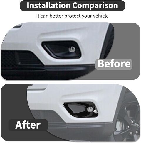 Exterior Front Fog Light Bezel Frame Cover Trim Front Fog Light Lamp Cover Compatible with Jeep Cherokee 2019+ Exterior Accessories (ABS,2pcs/Set,Black) in Saudi Arabia