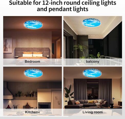 12" Ceiling Light Cover, 4 Pcs Flush Mount Light Fixture Cover, Fabric Ceiling Light Fixture Cover, Light Filters (Cloudy) in Kuwait