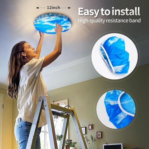 12" Ceiling Light Cover, 4 Pcs Flush Mount Light Fixture Cover, Fabric Ceiling Light Fixture Cover, Light Filters (Cloudy) in Kuwait