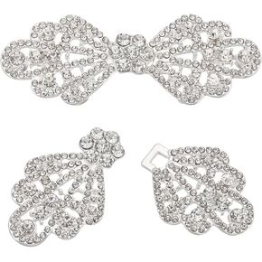 BENECREAT 2 Pair Alloy Rhinestone Cloak Clasp Fasteners, 65mm/2.5 inch Silver Bowknot Interlocking Belt Buckle for Sweaters, Dresses, Scarves, Cardigan, Shirts, Jackets in Saudi Arabia