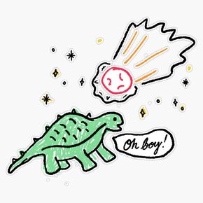 Little Cute Doodle Dinosaur Oh Boy Comet Asteroid Extinction Funny Green T-Rex Cartoon Sketch Style Room Decor 5" Magnetic Bumper Sticker in Saudi Arabia