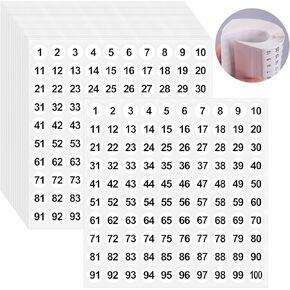 10000 Pcs Small Number Stickers 1-100, Consecutive Small Number Stickers, Vinyl Tiny Number Stickers Round Labels for Indoor Office, Classroom, Storage, Inventory, Organizing (100 Sheets) in Saudi Arabia