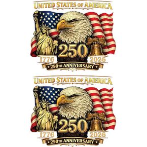 God Bless America Sticker 2 Pack, 1776–2026 250th Anniversary 4th of July Birthday Decor, Christian Patriotic Car Decal with Jesus and Eagle, Religious USA Vinyl Sticker for Car Truck Laptop in Saudi Arabia