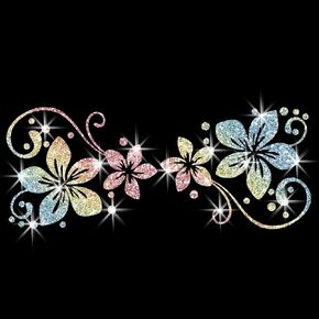 Holographic Glitter Floral Vinyl Decal 10 x 5 Inch Waterproof Flower Sticker for Car Window Laptop Mirror Water Bottle, Aesthetic Botanical Decal for (Rainbow Colors) in Saudi Arabia