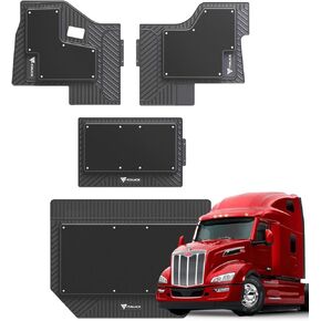 4-Piece All-Weather Floor Mats for Peterbilt 579 & 567 – Custom Fit Double-Layer Rubber & Carpet Floor Mat Set, Heavy-Duty Non-Slip Interior Protection, Easy Clean in Saudi Arabia