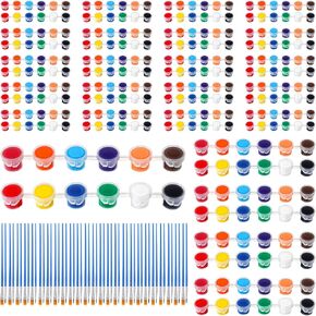 350 Pcs Mini Acrylic Paint Set, 25 Pcs 12 Colors Washable Acrylic Paint Strips with 50Pcs Painting Brushes, 25 Pack Painting Kit for Home Birthday Party Favor, Art Gift in Kuwait