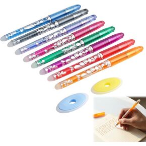 8Pcs Heat Erasable Pens for Fabric &2 Erasers - Multicolor Fabric Marking Pens Markers No Ghost Lines - Disappearing Ink for Drawing Writing Planner Quilting Sewing Embroidery DIY Dressmaking in Saudi Arabia