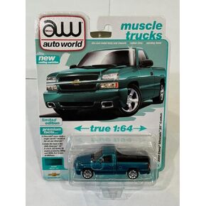 1/64 Auto World 2005 Chevy Silverado SS Custom Single Cab Metallic Teal Muscle Trucks Series Diecast Model Car - AWSP190A in Kuwait