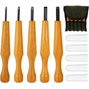 5 Pcs Linocut Carving Tools Set Triangular Linoleum Chisel V Shaped Wood Carving Knife Tools for Linocut Printmaking & Woodcarving with Protective Sleeves Storage Bag (1.5mm, 2mm, 3mm, 4mm, 5mm) in Saudi Arabia