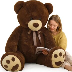 Tezituor Big Teddy Bear Stuffed Animal 39inch - Classic Large Teddy Bear - Brown Large Stuffed Bear Plush Toys for Kid Christmas Birthday - Gift for Girlfriend in Saudi Arabia