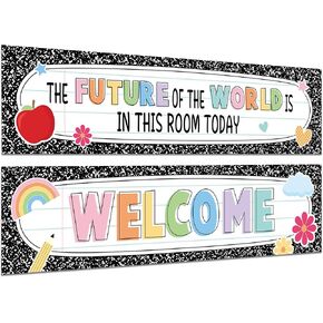 2Pcs Composition Notebook Welcome Banner Poster Composition The Future of The World Is In This Room Today Classroom Decoration 47x12 Inch Motivational Banner Poster for Classroom School Wall Decor in Saudi Arabia