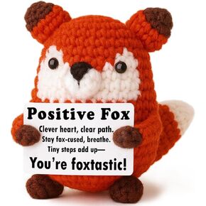 Positive Focus Gift – Mini Crochet Fox Plush with Pun Card, Kawaii Desk Decor, Study Work Motivation, Year-Round Presents Keepsake for Birthday Christmas Stocking Stuffers Easter in Saudi Arabia