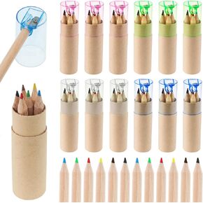 12 Packs Mini Colored Pencils Bulk with Sharpener, Portable Pencil Set in Tube for Classroom Reward, School Supplies, Art Drawing, Sketching, Party Gifts (6 Colors) in Saudi Arabia