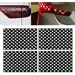4 PCS Car Heart Pattern Taillight Stickers, Self-Adhesive Automotive Rear Lamp Decals, Cuttable Taillight Tint Film Sheet, Universal for Most Cars (Black) in Kuwait