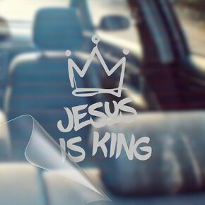 Jesus is King - Christian Jesus Cross Car Vinyl Decal Bumper Sticker for Car, Wall, Window, Vehicle, Weather Resistant, Viral (1, Pink) in Saudi Arabia